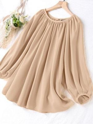 Women Casual Solid Loose Korean style Puff Sleeve Shirts