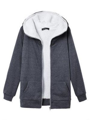 S-4XL Women Fleece Hoodie Outwear Thicken Coat