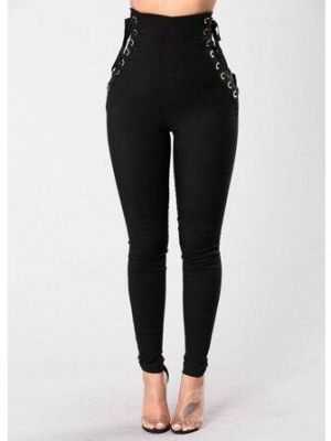 Women High Waist Tether Skinny Leggings Stretchy Pencil Pant