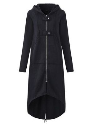 S-5XL Women Zipper Hooded Long Sweatshirt Jacket