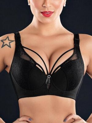 Plus Size Lace Criss Cross Full Coverage Gather Adjustable Bra