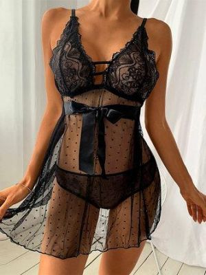 Solid Suspender Black Nightgowns Dress For Women