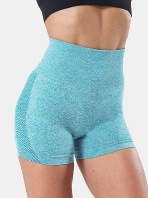 Sport Women Solid Color Seamless High Waist Yoga Shorts