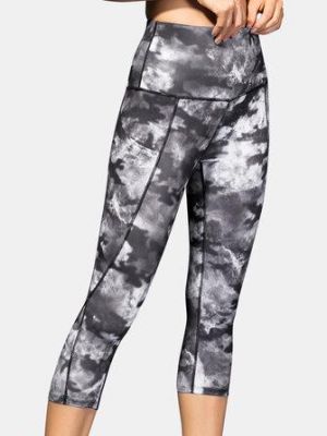 Women Tie Dye Quick Dry High Waist Slim Sport Yoga Pants With Side Pocket