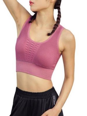 Women Causal Hollow Solid Color Sport Tank Bra