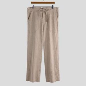 Men's Breathable Cotton Linen Baggy Harem Yoga Pants Drawstring Long Slacks Trousers