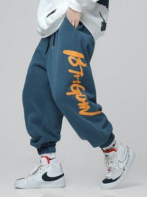Mens Letter Graphics Pocket Drawstring Jogger Pants