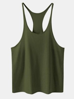 Mens Sport Solid Color Sleeveless Workout Tank Tops