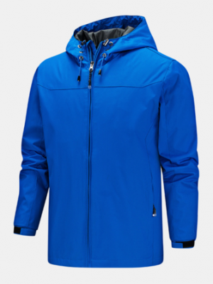 Mens Solid Color Water repellent Waterproof Zipper Outdoor Technical Jacket