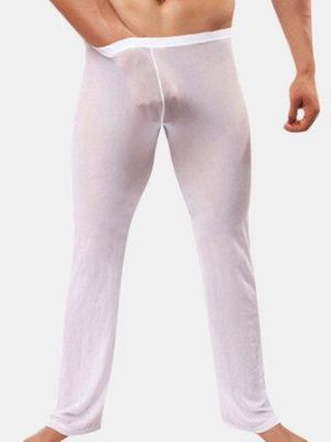Sexy Transparent Mesh Casual Home Pajamas Comfortable Loose Long Sleepwear Bottom Pants