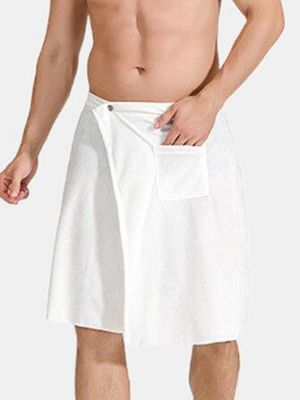 Mens Solid Color Bathtub Skirt Soft Comfortable Absorbent Beach Towel