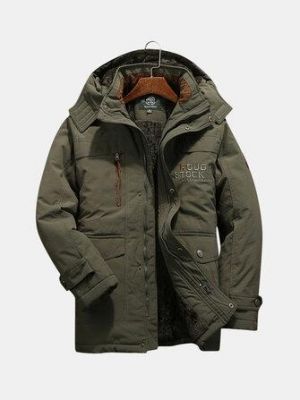 Mens Winter Windproof Multi Pockets Zipper Thick Loose Comfy