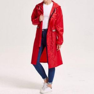 Mens Breathable Waterproof Hooded Reflective Stripe Raincoat