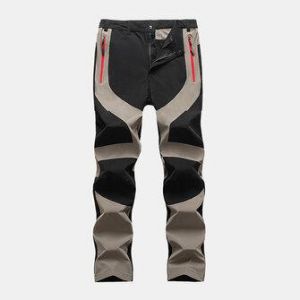 Mens Outdoor Elastic Windproof Zipper Pocket Straight Pants