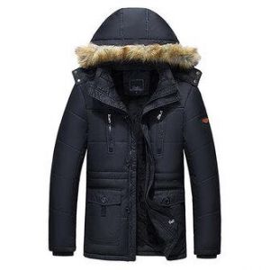 Men Winter Wark Thick Fleece Warm Furry Hooded Outdoor Jacket Parkas