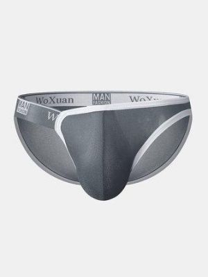 Mens Patchwork Breathable Lightweight Ice Silk MId Waist Stretch Briefs