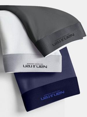 3Pcs Mens Underwears Graphene Antibacterial Breathable Ice Silk Elastic Boxer Briefs With Pouch
