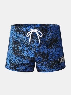 Mens Print Drawstring Quick Dry Hawaii Beach Swimming Trunks