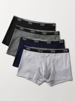Mens Cotton Solid Color Boyshorts 4 Pieces Breathable Thin Elastic Waist Boxers