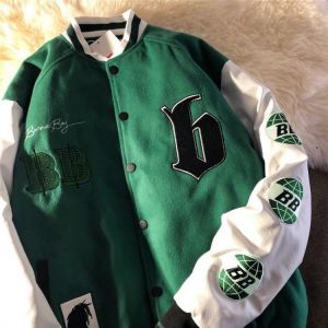 European and American retro letter embroidery jackets coat women Y2K high street hip-hop baseball uniform loose stitching jacket