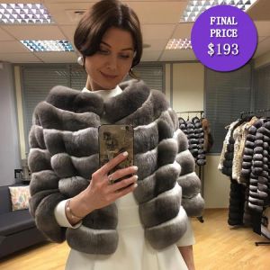 Cropped Fur Coat Women Real Rex Rabbit Fur Jacket 2020 New Autumn Winter Fashion Outwear Classic Round Collar