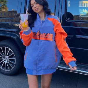 Jackets for Women 2021 Harajuku Patch Plus Size Coat 2021 Winter Hip Hop Baseball Uniform Long Sleeve Female Jacket Outwear