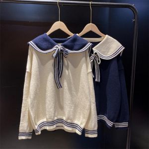 Bow-Knot High Quality Autumn Japan long Sleeve Knit Sweater Loose Ladies Student JK Knitted Cardigan School Uniform COS Costume