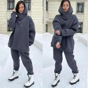 2021 autumn and winter warm sportswear two-piece oversized hoodie women's sweatshirt casual loose fashion sweater women'