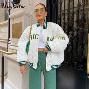 Hugcitar 2021 Long Sleeve Button Baggy Baseball Uniform Autumn Winter Women Fashion Streetwear Casual Outfits Y2K Streetwear