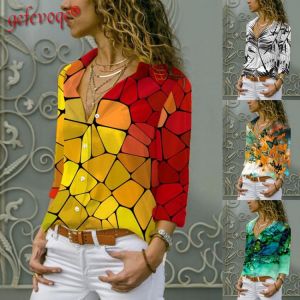 Street Style Print Long Sleeve Clothing Female Fashion Casual Single-breasted Top Patchwork Popularity All-match Loose Shirt