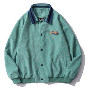 American retro embroidery corduroy jackets coats women's 2021 new street trend pilot baseball uniform couple casual loose jac