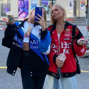 Summer Oversized Jackets Print Baseball Jacket Women Couple Bomber Unisex Racer Jacket Varsity Hiphop Streetwear Coat Women