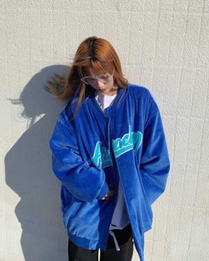 2021 American street embroidery baseball uniform women's college loose hip-hop ins tide jacket flocking jacket women