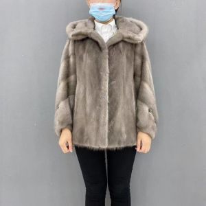 real fur coat winter woman mink fur coat with hood full pelt high quality