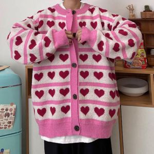 Love stitching sweater women winter sweater knitting Super large, loose and warm Korean Harajuku street style Couple Campus 2021