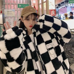 2021 new style plush coat women loose padded coat to keep warm rabbit fur coat women jackets for women coat  oversized jacket
