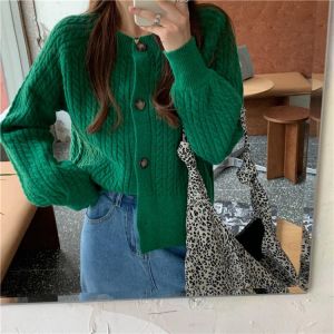 Alien Kitty Retro Women Autumn Cardigans Knitted Casual 2020 Solid Leisure Feminine Tops O-neck Loose Soft Sweet Sweaters
