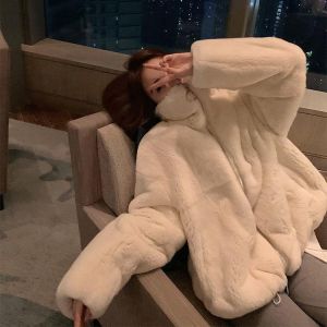 High quality mink coat women's 2021 winter new lady Qian Xueli and young stand collar Rex Rabbit Fur women's winter fash