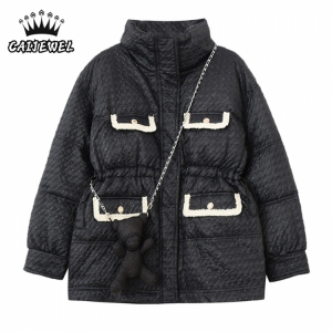 Women Puffer Bubble Jackets Coat Winter Baggy Thick Warm Female Stand Collar Bear Accessories TOPs Cotton Padded Coat Outerwear