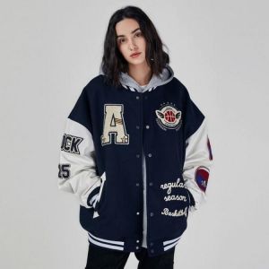 2021 New letter print women jacket hip-hop bomber jacket jacket women trend loose baseball uniform