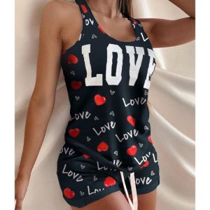 Women 2PCS/Set Summer Tanks + Shorts 2pcs Adjustable Drawstring Elastic Waist Fitness Workout Sets Tank+Shorts