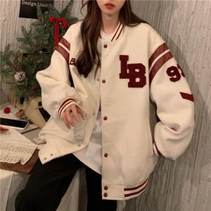 2021 autumn and winter cardigan plus velvet jacket women's jacket large size new loose baseball uniform jacket tide ins