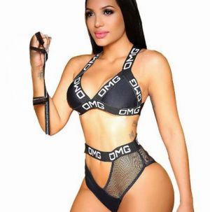 Summer Swimwear Women Sexy Letter Printed High Waist Swimsuit Omg Bandage Push-Up Padded Bikini 2021 Women's Swimming Suit