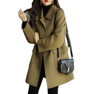 Female Temperament Fashion Woolen Coat 2021 Autumn Winter Women New Thicker Korean Mid-length Loose High-end Small Jacket A702