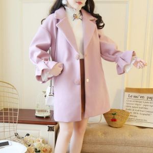 BULOCHOVA Women Woolen Overcoat 2021 New Winter Ladies Notched Collar Single Breasted Straight Long Jacket Coat Clothes Female