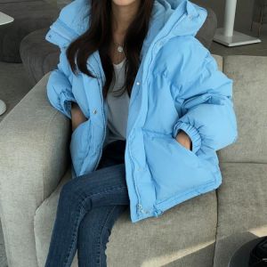 ALIEN KITTY 2021 Winter New Women Cotton Coat Loose Solid Sweet Female Office Lady Outwear Hooded Warm Pocket Elegant  Jacket