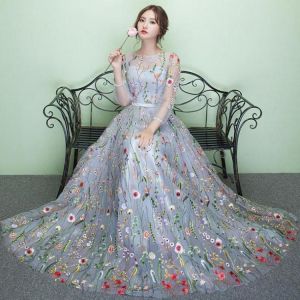 NEW Women Banquet Dress Elegant Flower A-Line Gowns Ever Pretty Tulle Party Dresses Noble Robe De Soiree Oversize 3XL