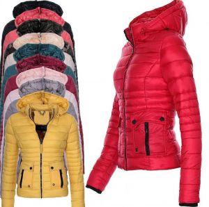 Women Winter Coat Long Sleeve Warm Hooded Down Jacket Zipper Casual Short Padded Jacket Slim fit Outerwear