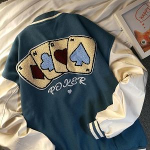 2021 new autumn letter embroidery jackets coats women's street retro all-match baseball uniform couple casual trend jackets t