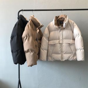 REVECHOW omen Jacket Winter Cotton-padded Oversized Fashion Casual Loose Coat Stand-up Collar Zipper  Thick Warm Parka